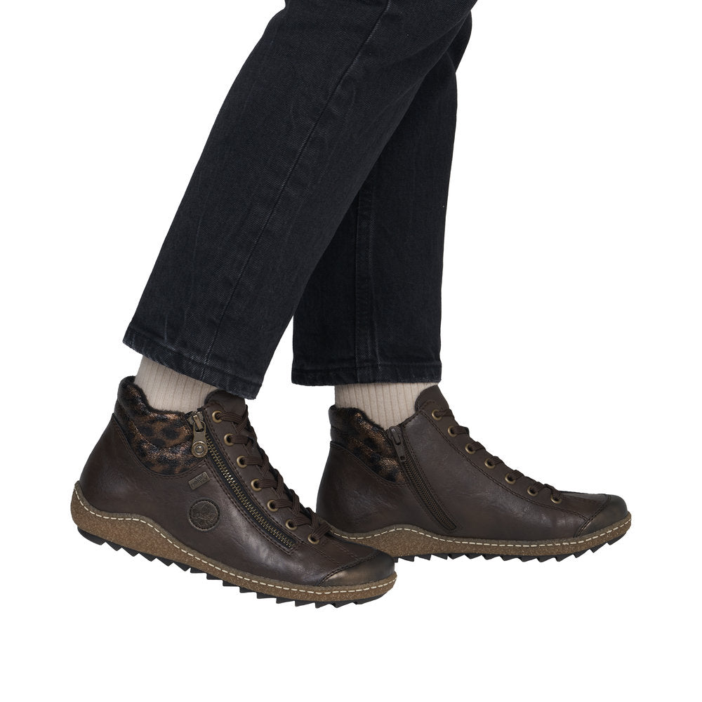 Rieker L7514-25 Brown Liv Zip Up Ankle Boot