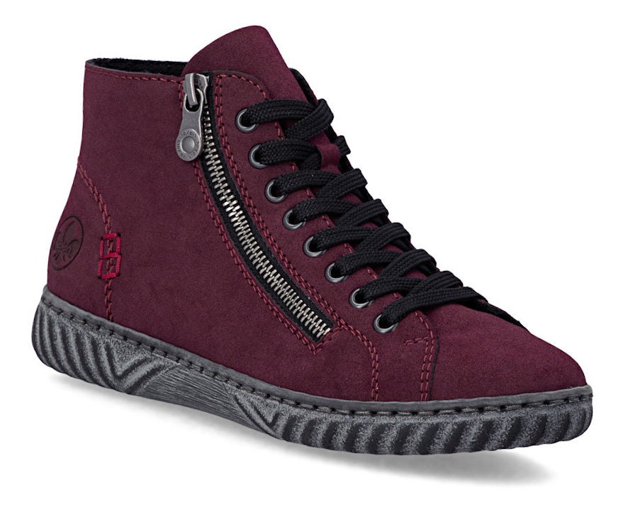 Rieker N0921-35 Red Lace & Zip Up Boot