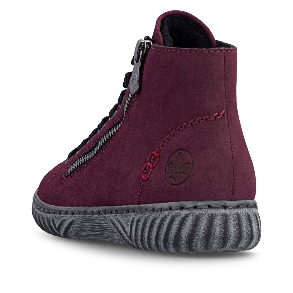 Rieker N0921-35 Red Lace & Zip Up Boot