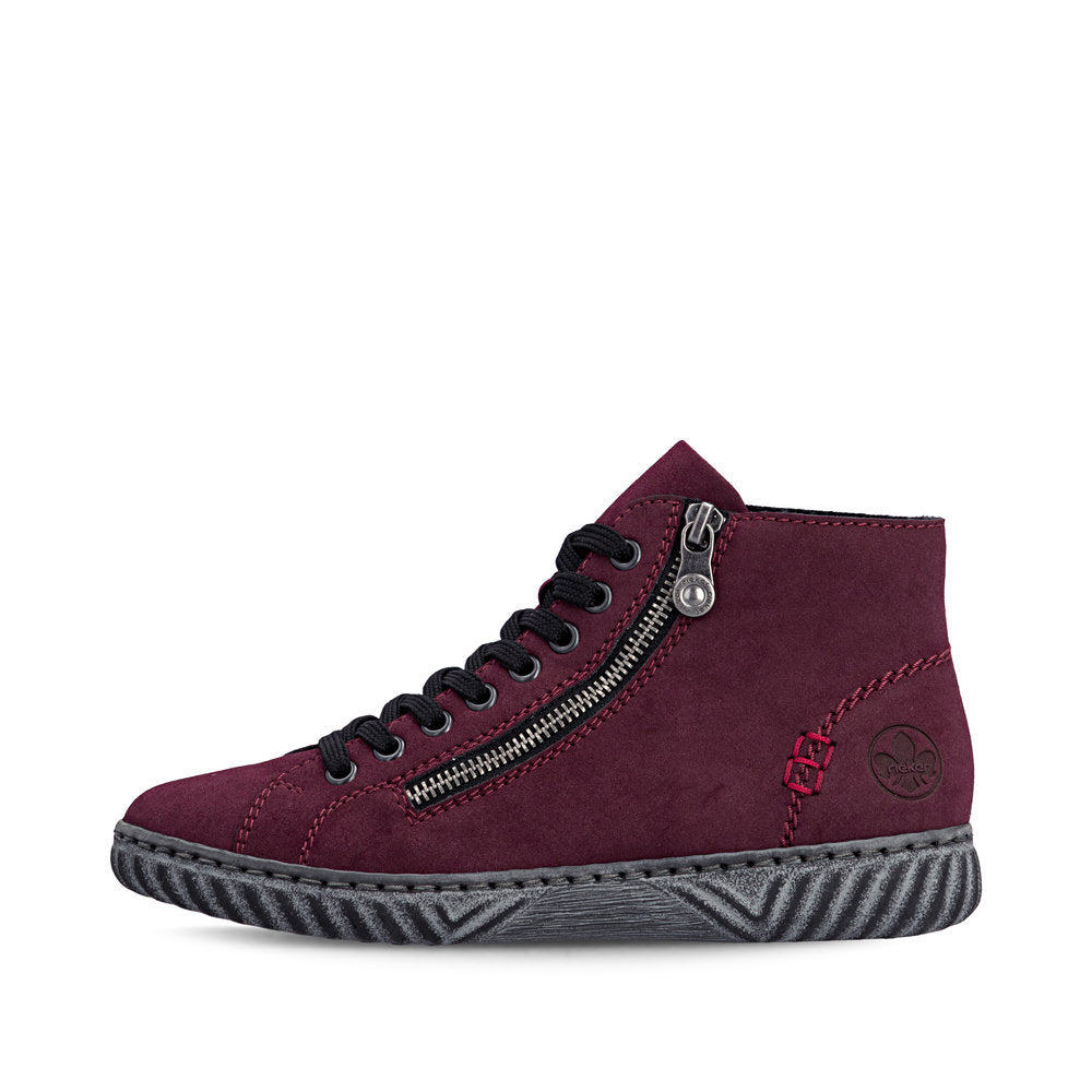 Rieker N0921-35 Red Lace & Zip Up Boot
