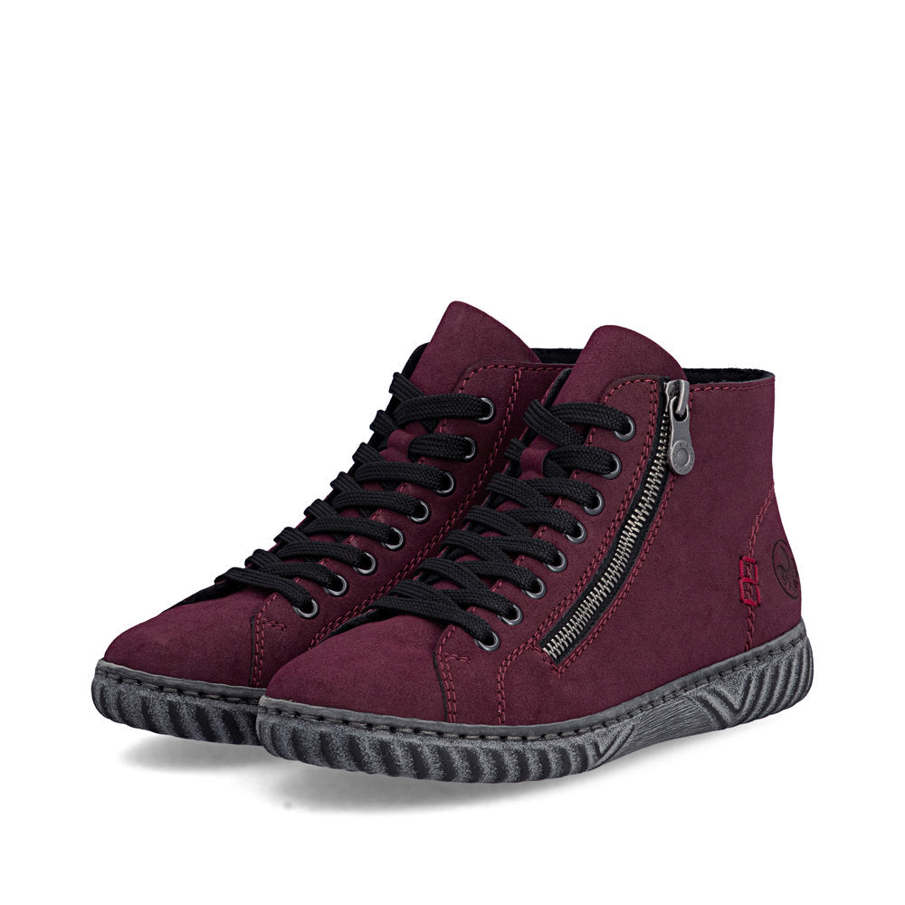 Rieker N0921-35 Red Lace & Zip Up Boot
