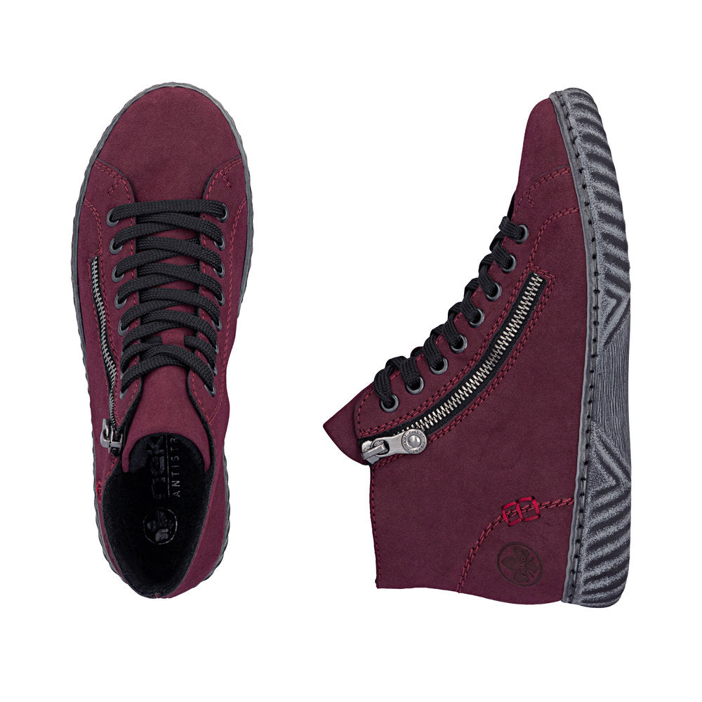 Rieker N0921-35 Red Lace & Zip Up Boot
