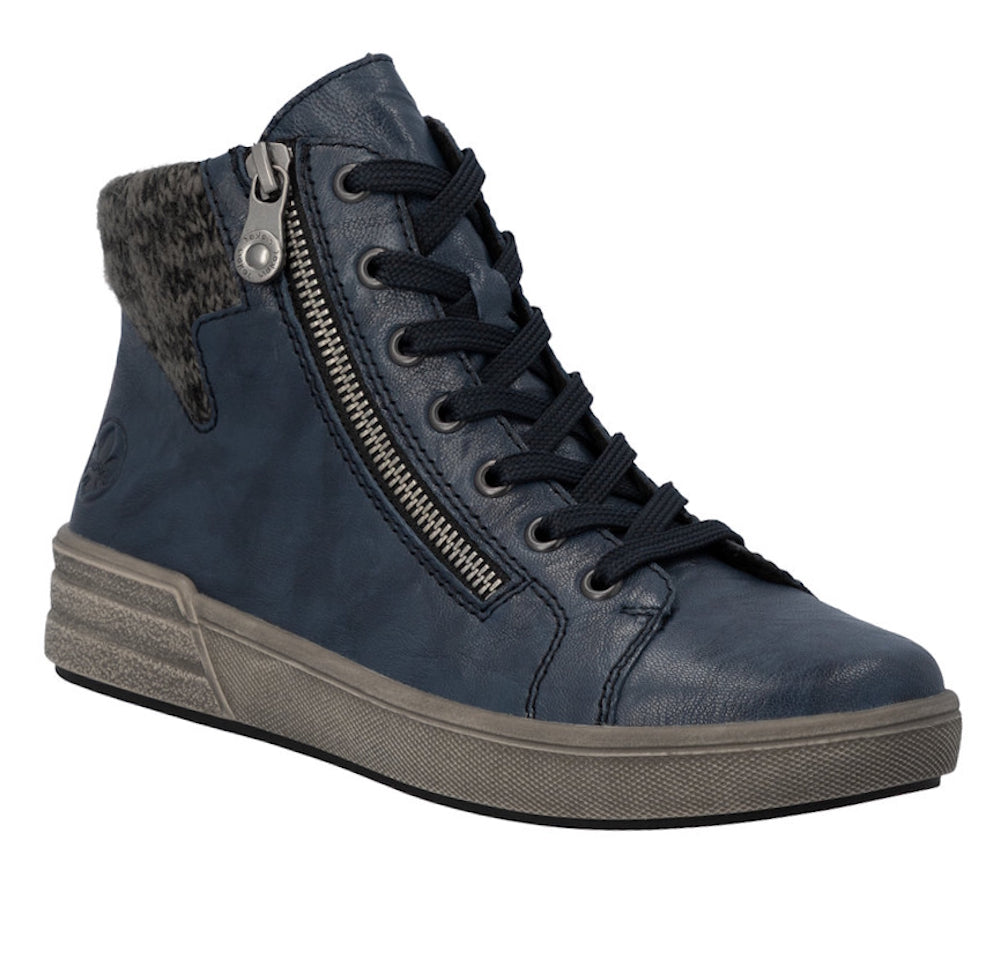 Rieker X0709-14 Blue Lace/Zip Up Ankle Boot