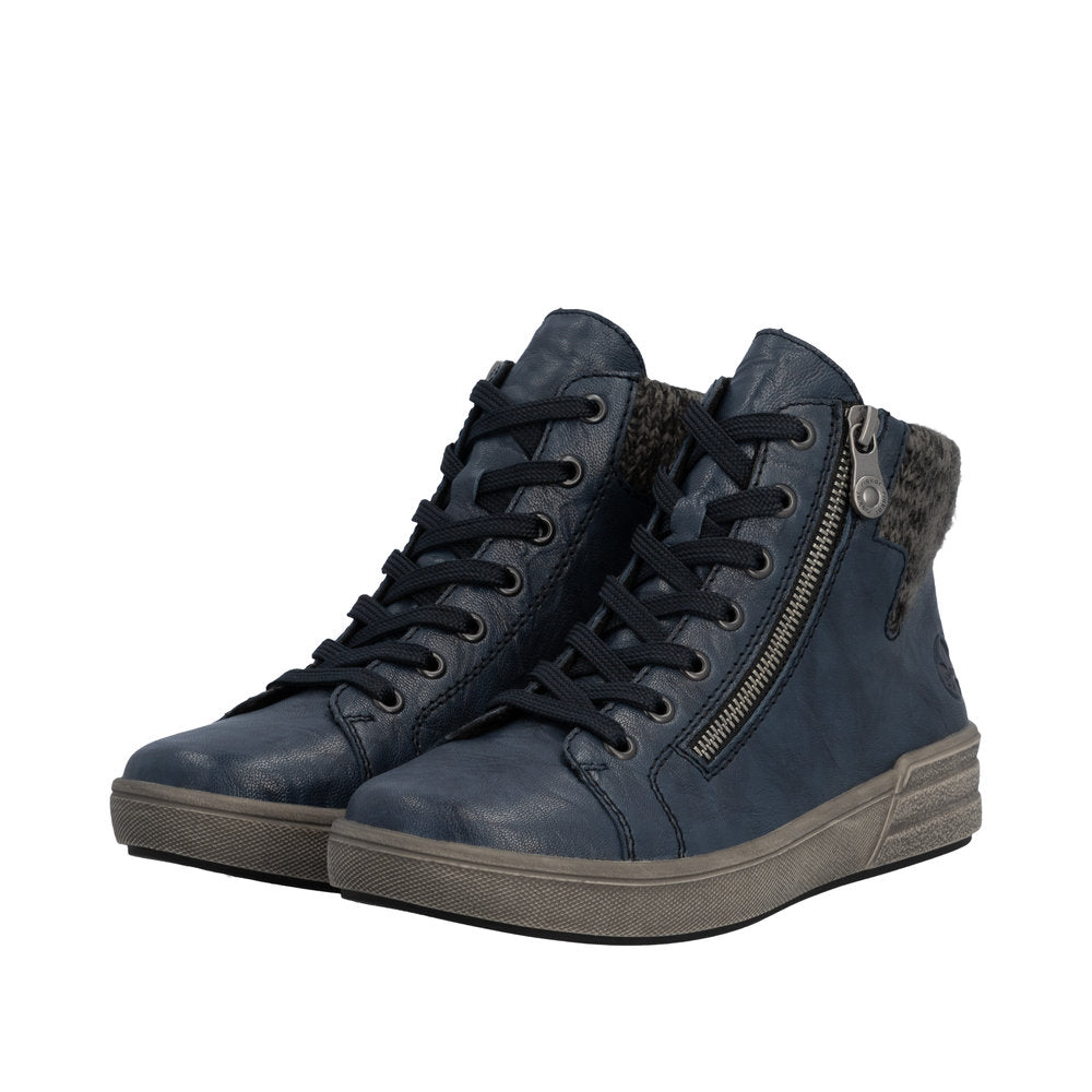 Rieker X0709-14 Blue Lace/Zip Up Ankle Boot