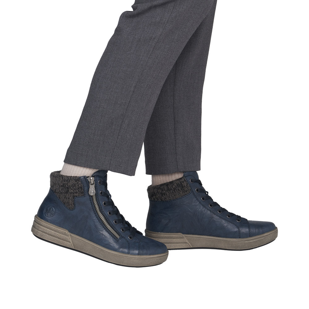 Rieker X0709-14 Blue Lace/Zip Up Ankle Boot