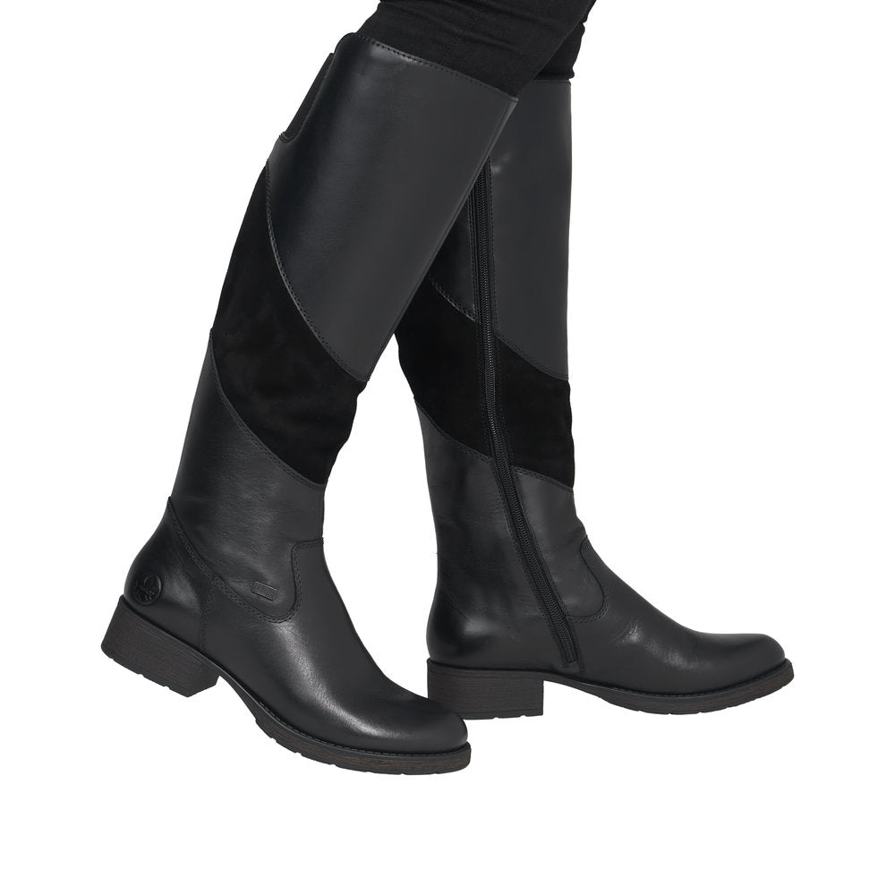 Rieker Z9566-00 Black Knee High Boots