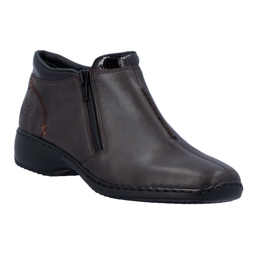Rieker L3882-25 Dark Brown Twin Zip Ankle Boot