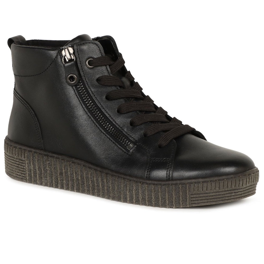Gabor 8013.01.003 Lake Zip & Lace Up Black Ankle Boots