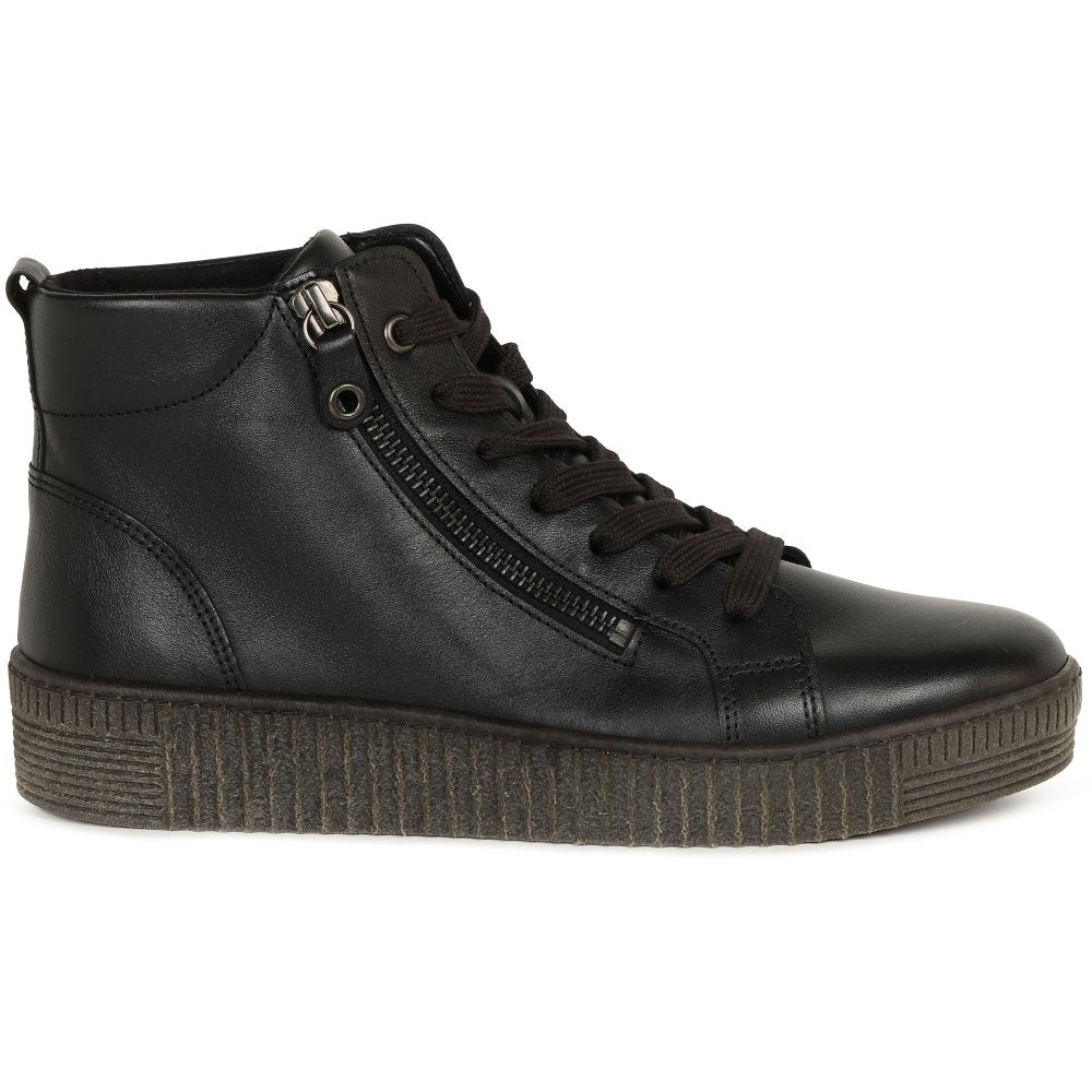 Gabor 8013.01.003 Lake Zip & Lace Up Black Ankle Boots