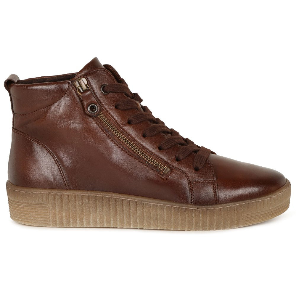 Gabor 8013.01.002 Lake Zip & Lace Up Napa Roma Saddle Brown Ankle Boots