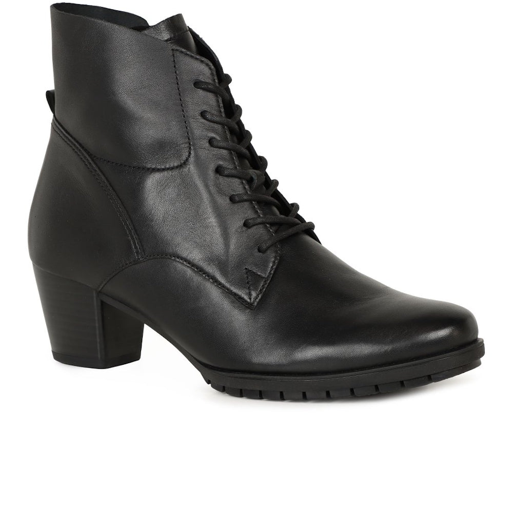 Gabor 8033.02.001 Optimum Black Leather Lace Up H Fit Ankle Boot