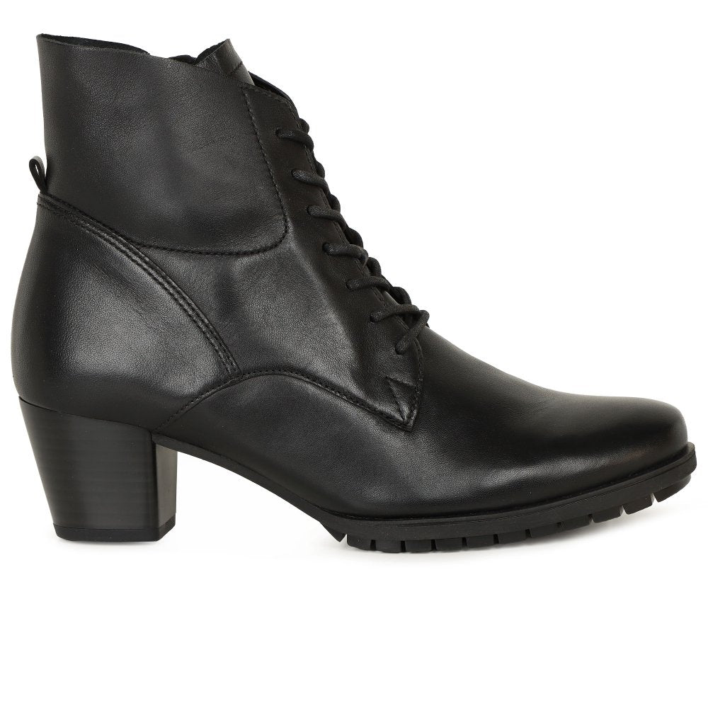 Gabor 8033.02.001 Optimum Black Leather Lace Up H Fit Ankle Boot