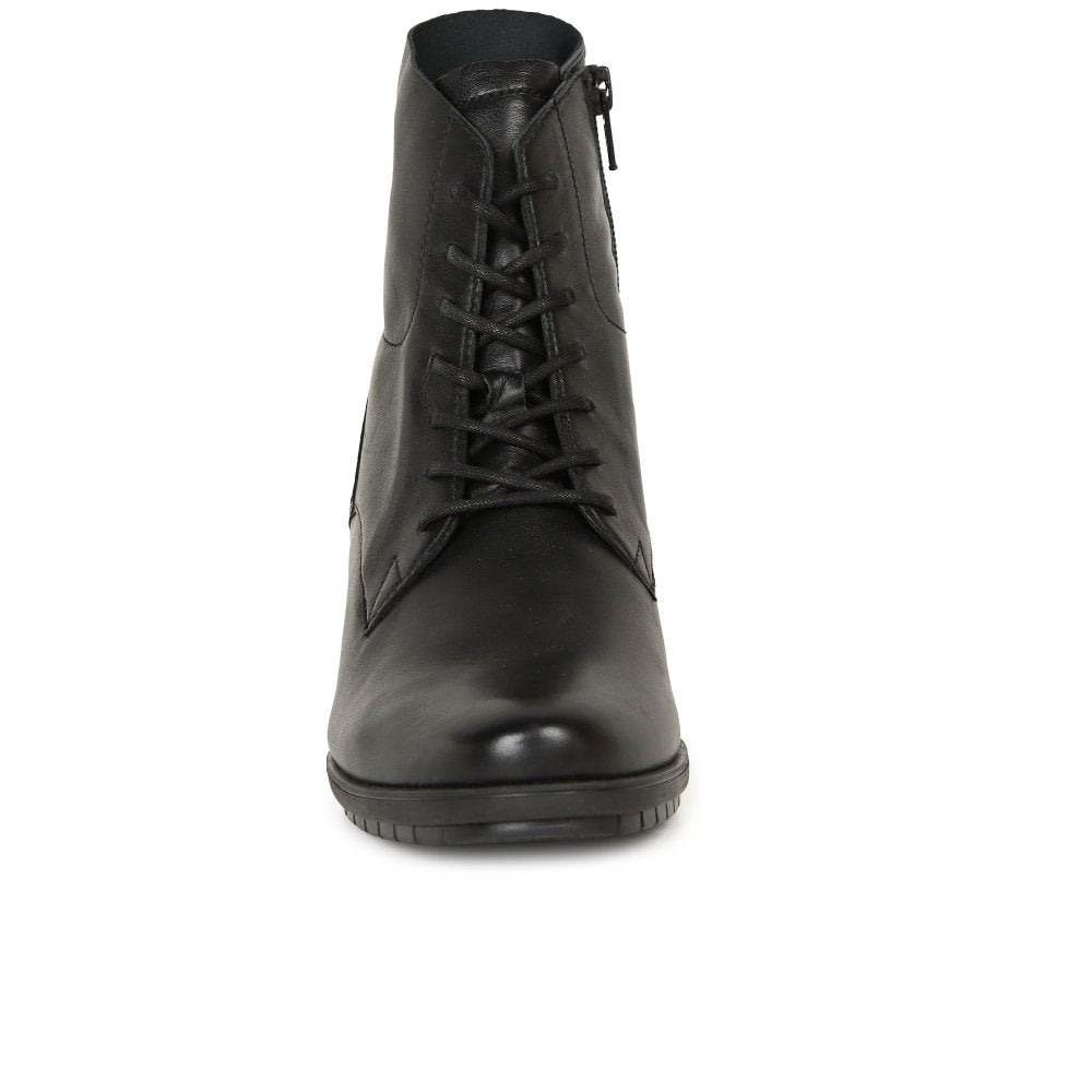 Gabor 8033.02.001 Optimum Black Leather Lace Up H Fit Ankle Boot