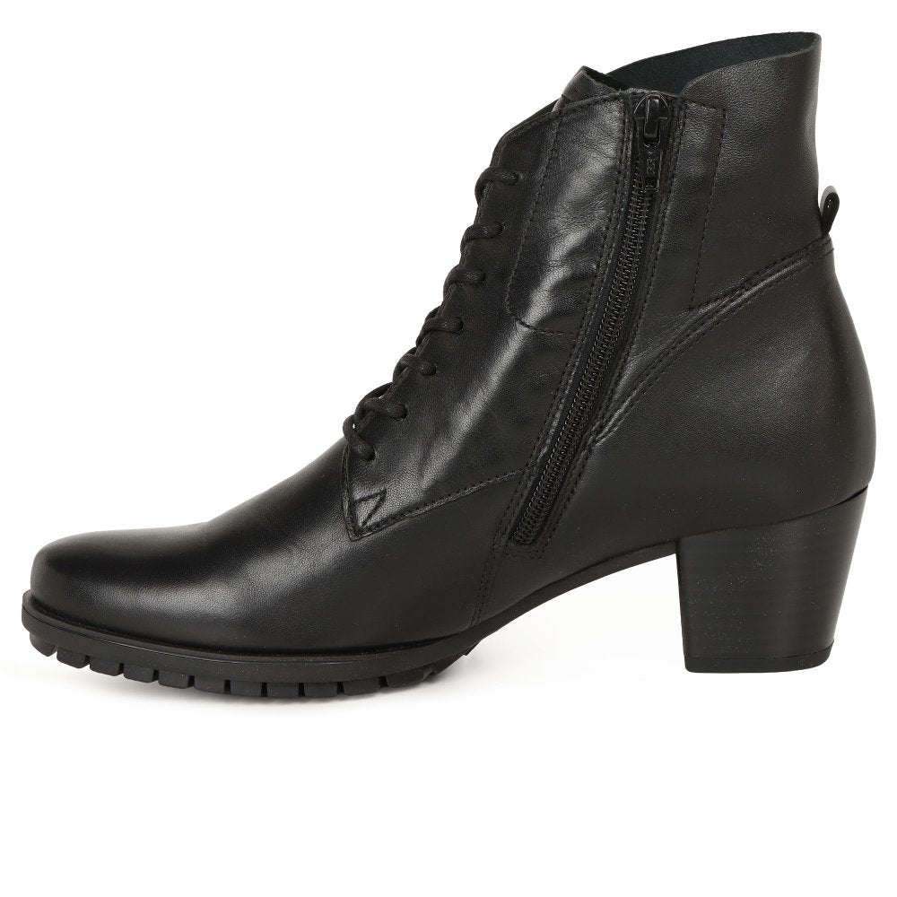 Gabor 8033.02.001 Optimum Black Leather Lace Up H Fit Ankle Boot